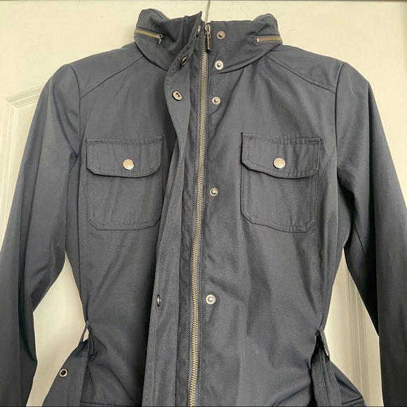 Banana Republic Navy Water Resistant Coat with Belt and Hood - Picture 3 of 8